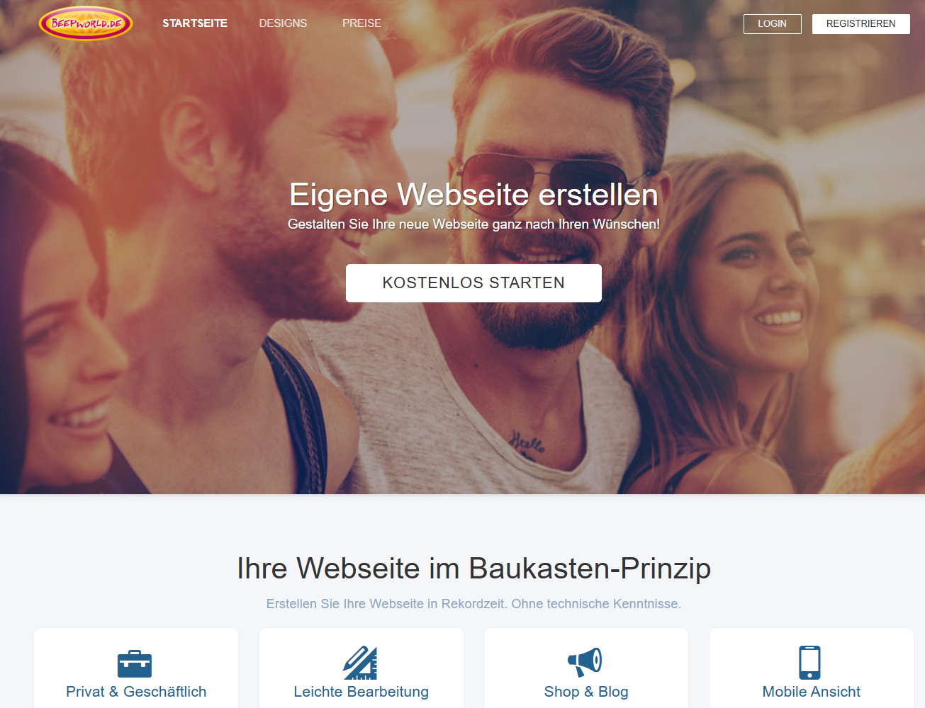 Eigene Website erstellen mit Beepworld